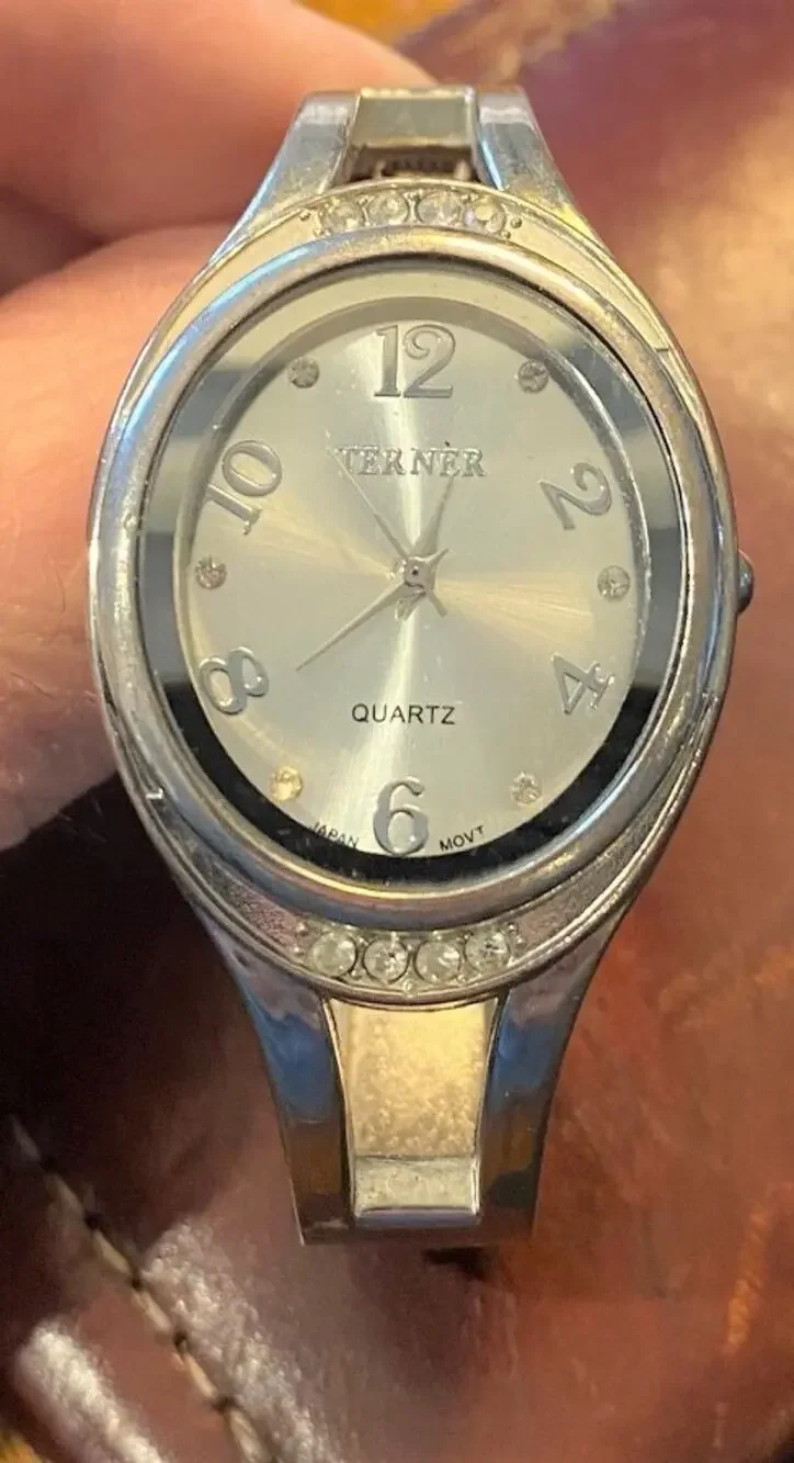 Ladies Terner Silver Tone Bangle Bracelet Quartz Watch, Nickel free